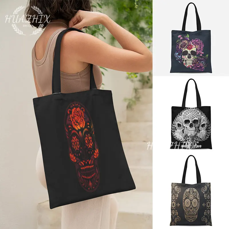 

Butterfly Skull Flowers Shoulder Bag Fashion Handbag Travel Large Capacity Shopping Bag Tote Bag Fashion Abstract School Bag