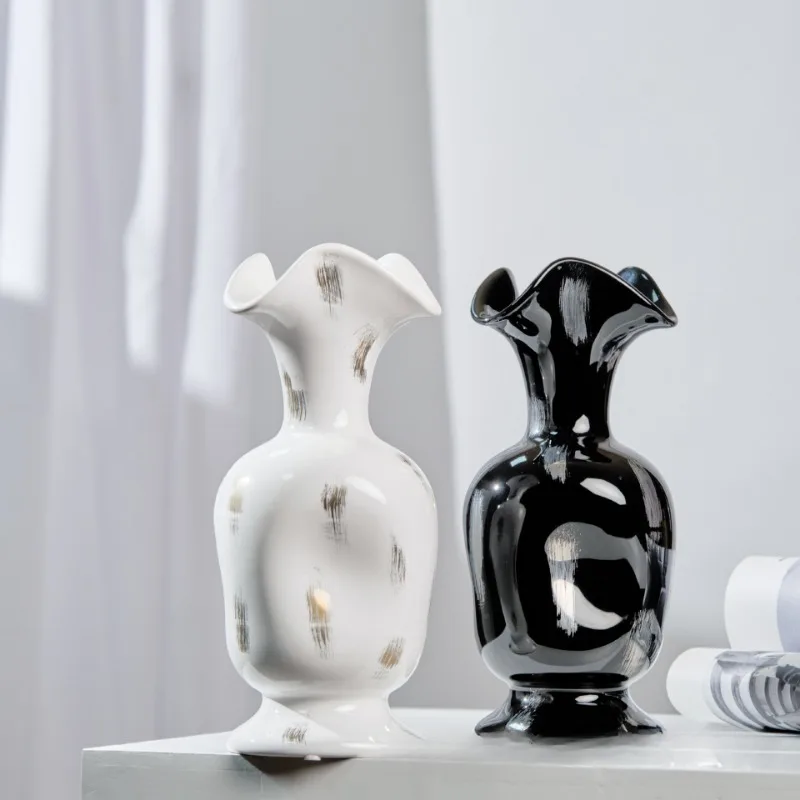 

Nordic Light Luxury Electroplated Ceramic High-end Vase Living Room Tabletop Decoration