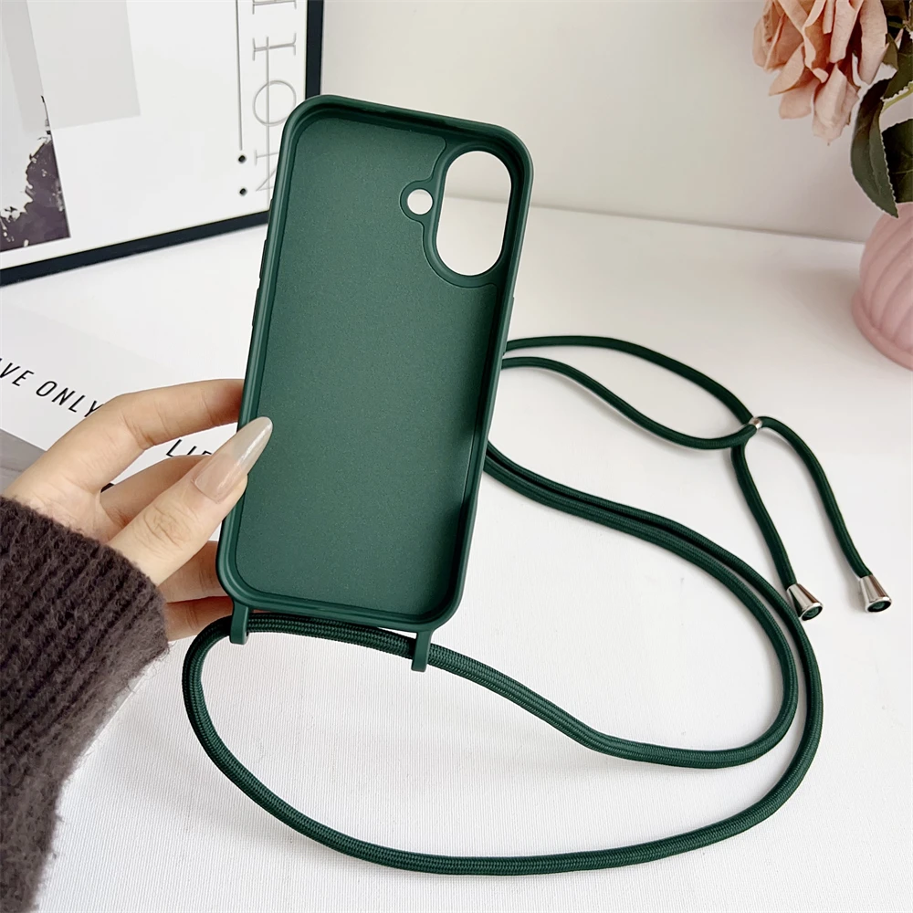Crossbody Liquid Silicone Phone Case with Lanyard in Matte Candy Color
