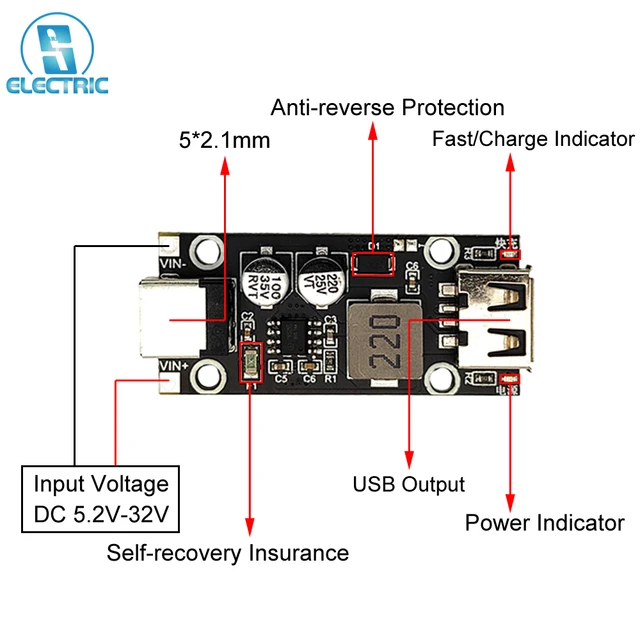 USB Buck Power Module Step Down 12V 24V to QC3.0 Fast Charging - AliExpress