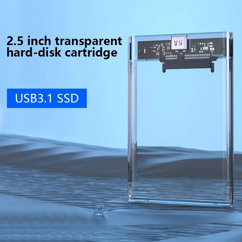 UTHAI TM05 Type-C Transparent Box HDD Enclosure 3.1 Notebook 2.5 Inch SSD Solid State Mechanical Mobile Hard Disk Box USB3.1 — view 3