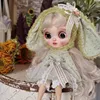 Handmade Doll Skirt Dress With Big Ear Rabbit Hat Doll Floral Patterned Dress For Blythes Ymy Licca Azones Ob24 Ob27 Fr Doll 4