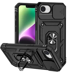 Premium Shockproof Armor Case with Slide Lens Protection and Ring Holder - iP 11 Pro Max (Black)