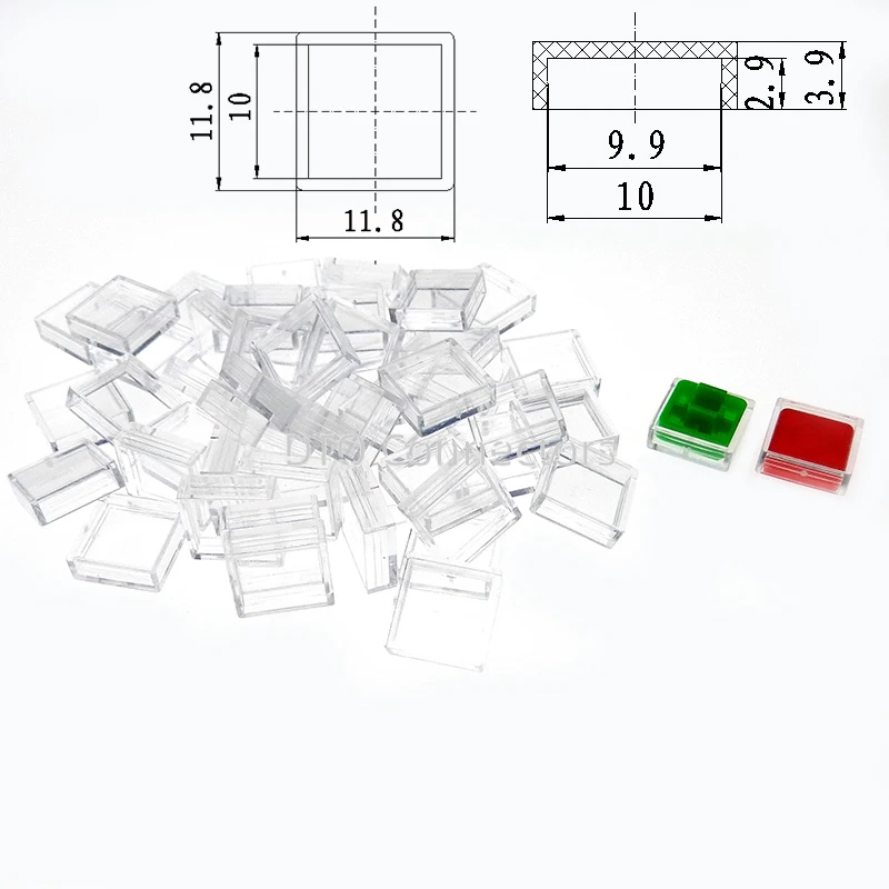 50 Sets A14 10x10x5.6mm Long feet Key Caps + Transparent Cover Button Cap Hat Adaptable For 12*12*7.3mm Square Head Touch Switch