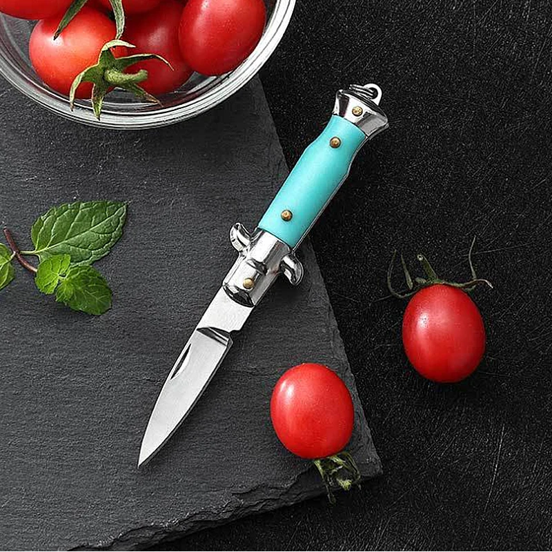 Multi-functional mini EDC folding knife portable key ring camping peeling knife exquisite knife with key chain for holiday gift 4