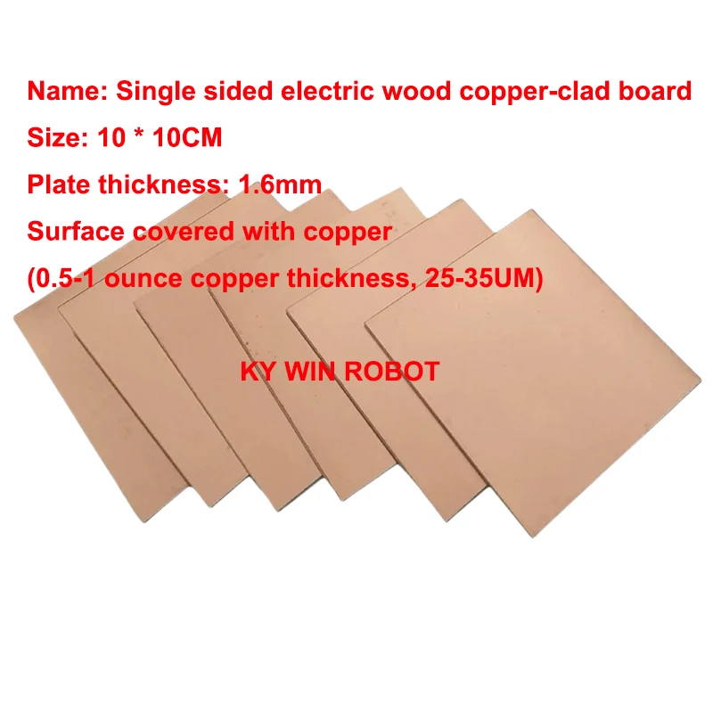 5 Stück/Los 10*10CM 1,4MM Dicke Einseitige Elektrische Holz-Kupferbeschichtete Lamina-Platte Universelle Platte Experimentelle Platte