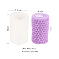 Honeycomb Cylinder Candle Silicone Mold DIY Kit for Aromatherapy and Home Decor (C)