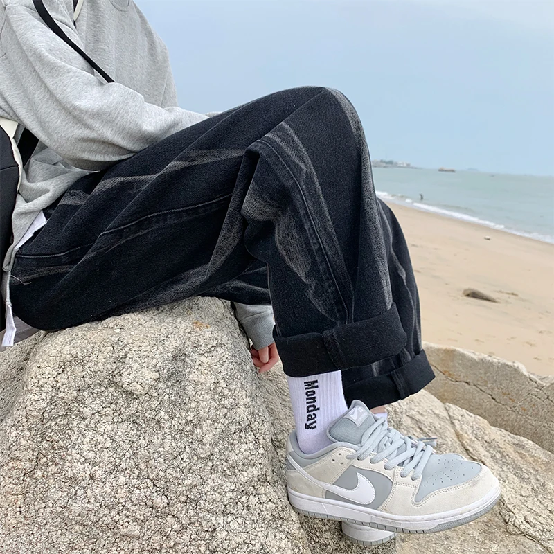 

spring and autumn new men's fashion large size trend straight pants loose casual jeans