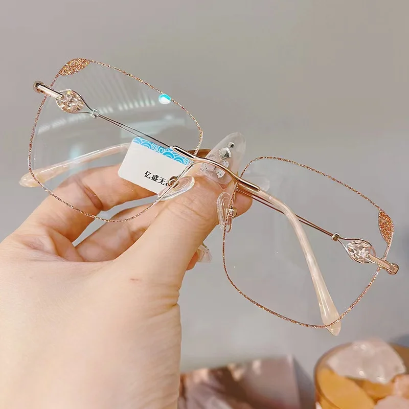 

54mm Fashion Rimless Glasses Frame Alloy Eyeglasses Prescription Ultralight Flexible Frames for man and woman 8009
