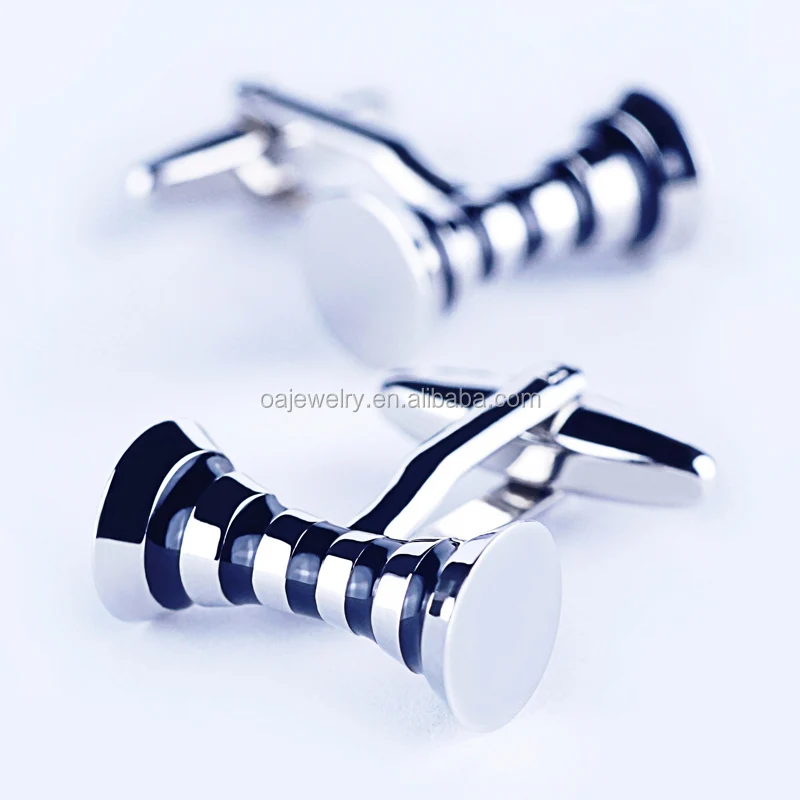 

China Luxury Men's Business Jewelry High Quality Blue Baked Enamel Dumbbell Cufflinks French Shirt Cuff Links for Wedding