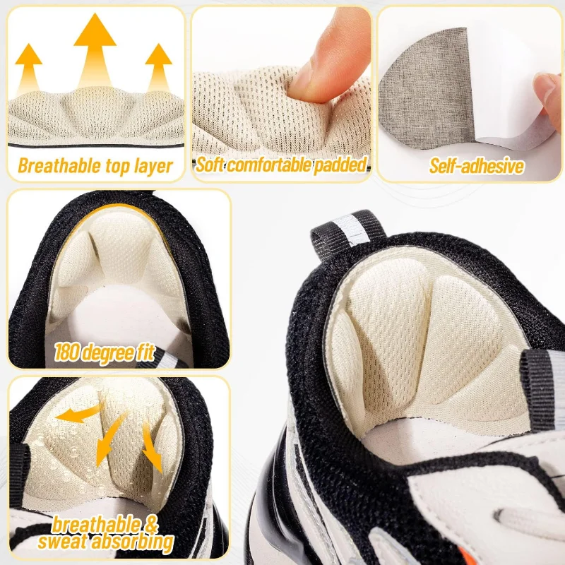 2/4pcs Heel Insoles Patch Pain Relief Anti-wear Cushion Pads Feet Care Heel Protector Adhesive Back Sticker Shoes Insert Insole