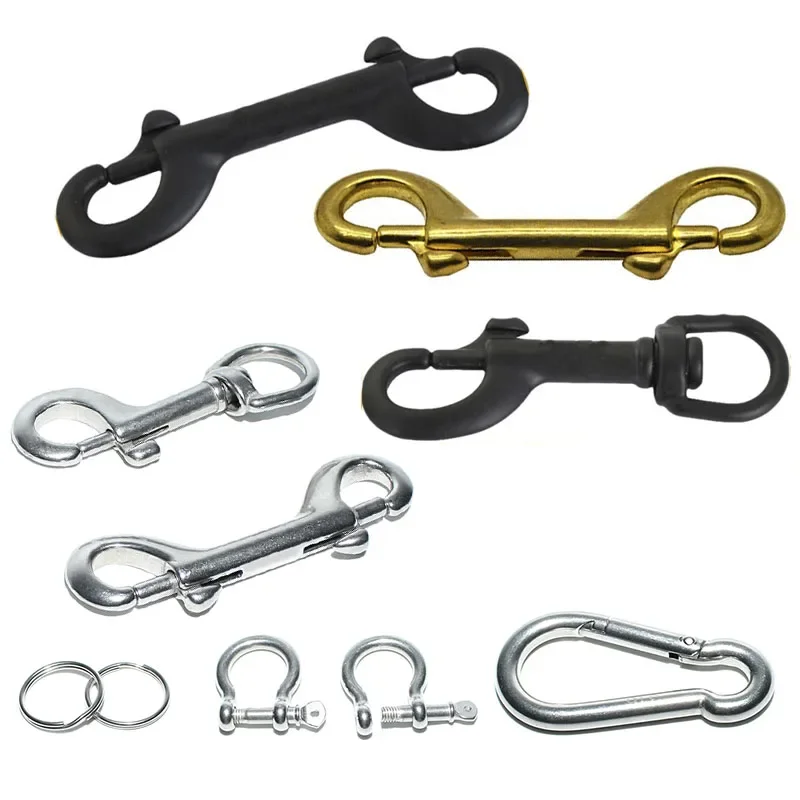 Double Ended Parafuso Snap Hook d Snap Key Ring Mosquetão Titular Singel Ganchos Acessório de Segurança Mergulho Exterior Aço Inoxidável 316