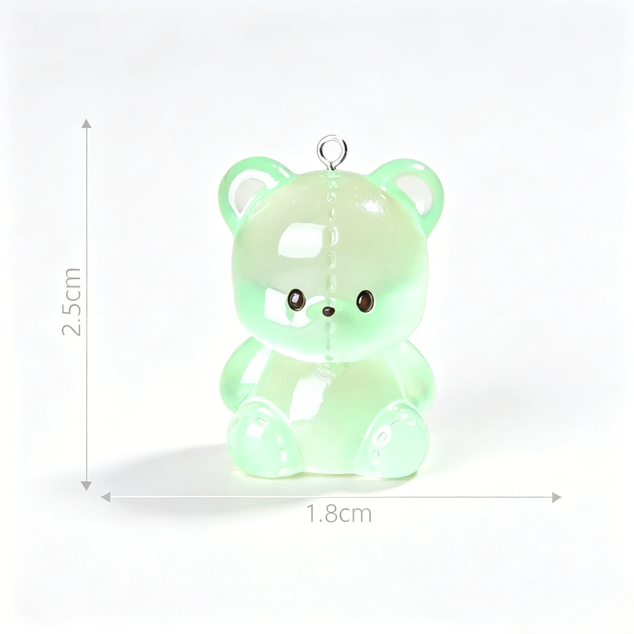 10개 귀여운 야광 레진 곰 참, DIY 귀걸이, 열쇠고리 및 쥬얼리 제작 용품용 귀여운 동물 펜던트