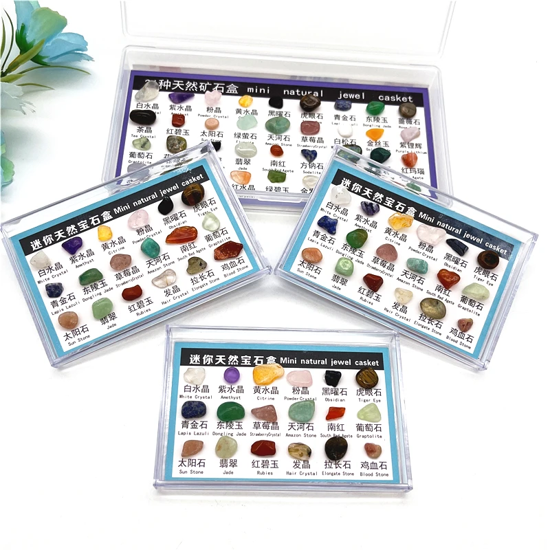 1 Box 18Pcs 36Pcs Gravel Gemstones Collectible Samples Home Decoration Ore Polished Stone Mineral Specimen Quartz Crystal