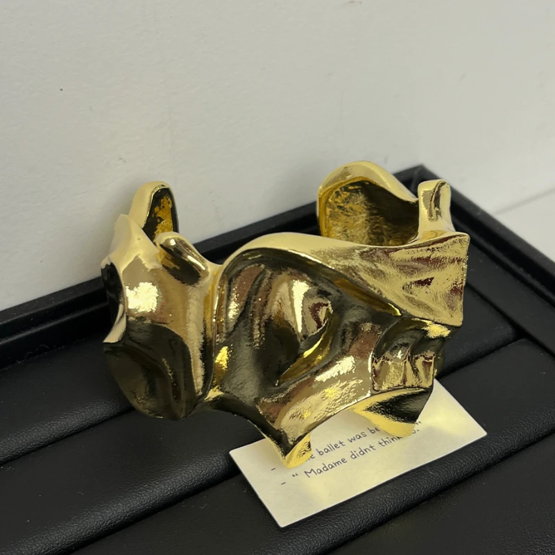 Geometric Irregular Exaggerate Open Bracelet Women Lava Texture Personalized Bracelet Bangle Luxury Fashion Jewelry Woman Gift