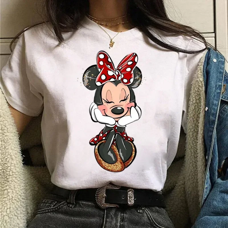 thumbnail image 1 of Camiseta de algodón de Mickey Minnie Mouse de Disney para niños, camiseta de manga corta de verano para niños, camisetas casuales Kawaii, ropa para bebés, 1 of 5