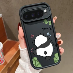 Cartoon Panda Pattern Shockproof Silicone Phone Case - Soft TPU Cover for Google Pixel 9 (A664 Black)