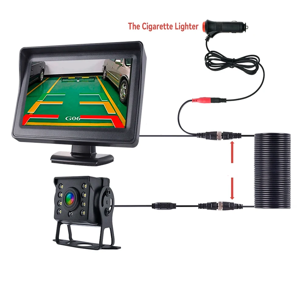 Car Parking Reverse Backup BUS Truck CCD HD Rear View Camera with Monitor 4.3 Inch HD Screen LED Security Parking Bus RV Trailer rear camera rear view camera front and rear cameras car monitor