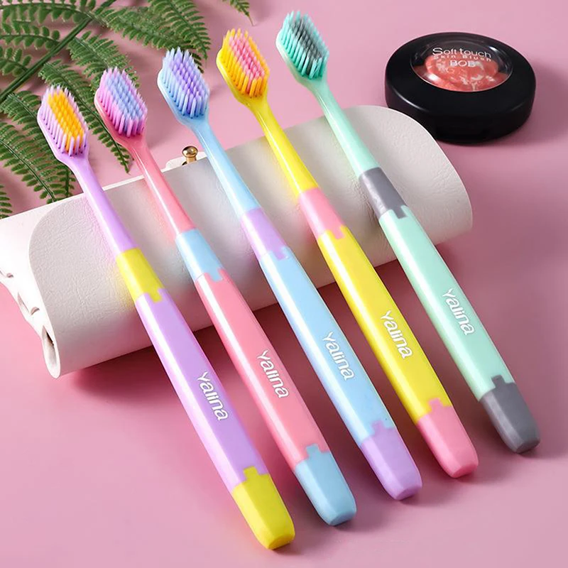 5pcs Macaron Softbristled Toothbrush Family Pack Cleaning Oral Massage