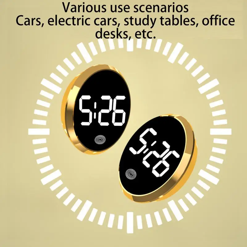 LED Car Dashboard Clock Digital Touch Screen Round Robust Construction Car Interior Clock Ornaments for Sedan Small Car RV 6