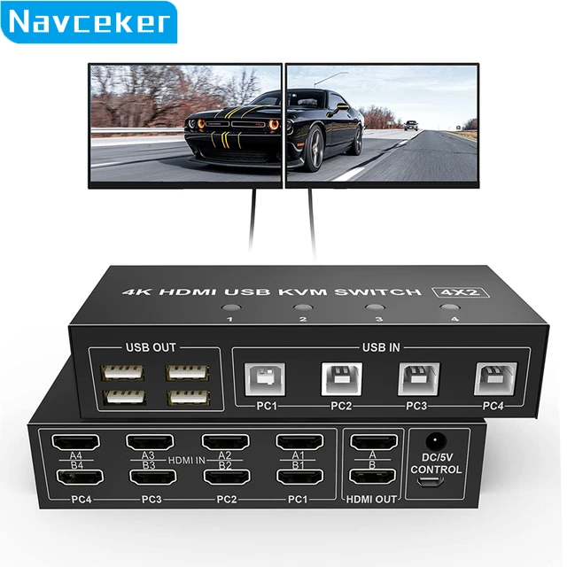 KVM-Commutateur HDMI 2.0 pour touristes, répartiteur HD 4K @ 60Hz