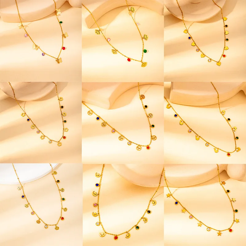 Bohemia Titanium Stainless Steel Moon Star Choker Necklace for Women Girls Original Design Link Chain Necklace 1