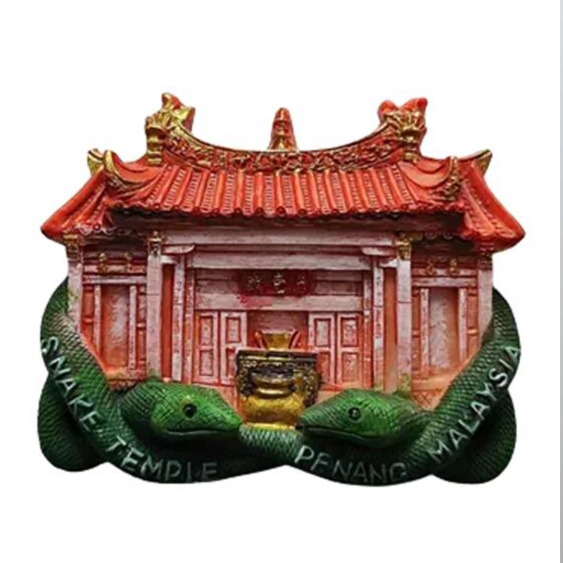 

Handmade Painted Qinglong Temple In Penang, Malaysia 3D Fridge Magnets Tourism Souvenirs Refrigerator Magnetic Stickers Gift