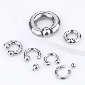 스테인레스 스틸 말굽 원형 바벨 피어싱 격막 코 링 포로 비드 링 귀걸이 피어싱 보석 12G-00G