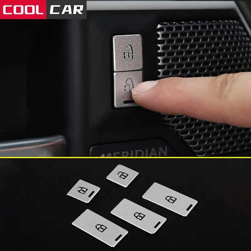 For Land Rover Defender 110 2020-2022 5Pcs Aluminum Alloy Silver Car Door Lock Control Button Decorative Sticker Car Accessories
