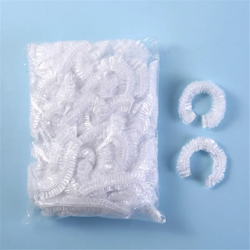 100 Pcs Disposable Shower Cap Plastic Waterproof Headgear Hotel Hair Dye Shower Cap Transparent Plastic Beauty Salon Cling shower cap disposable hair cap hair dye cap