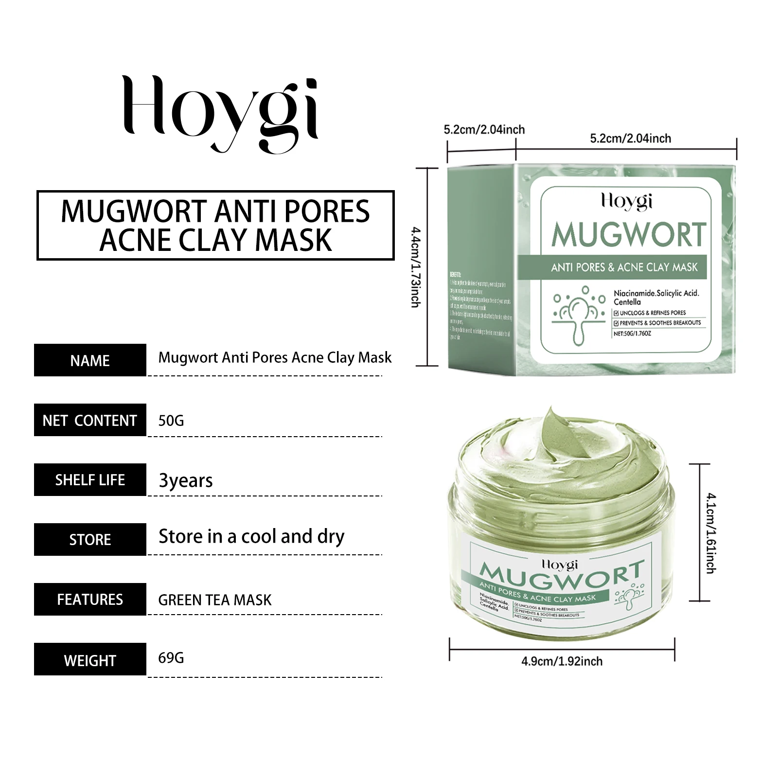 Description Picture 2 of itemFace Clean Mask Pore Shrinking Oil Control Deep Cleansing Exfoliating Acne Treatment Moisturizing Blackhead Remover Mud Mask