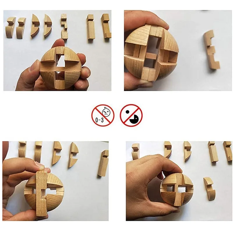 YGZN 9 Pi?ces 3D Puzzle Casse-t?te en Bois - Classique KongMing Luban Lock  Jeu Jigsaw Jouet ?ducatif Cadeau-Jouets pour des Enfants et des Adolescents