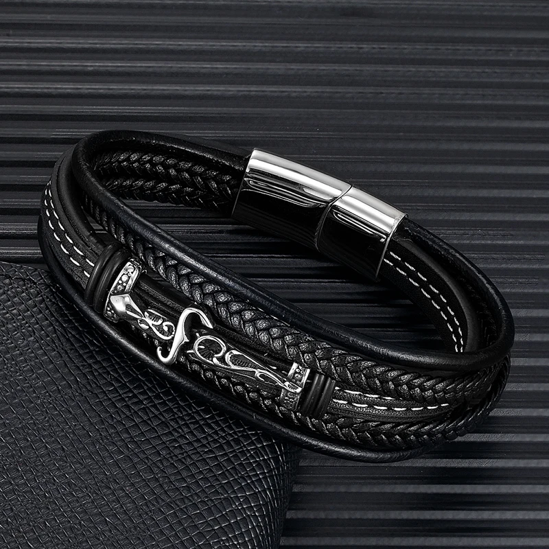 【洗練されたデザイン】Bracciale manchette Elan MKENDN Punk męska 316L Vintage Viking rycerz miecz