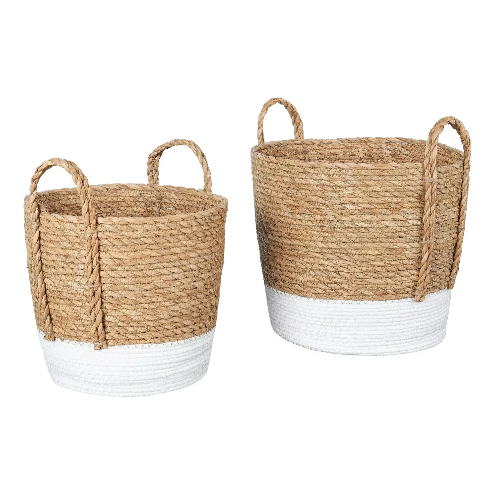 

Better Homes & Gardens Round Seagrass Baskets, Natural, White, Set of 2, Medium & Small