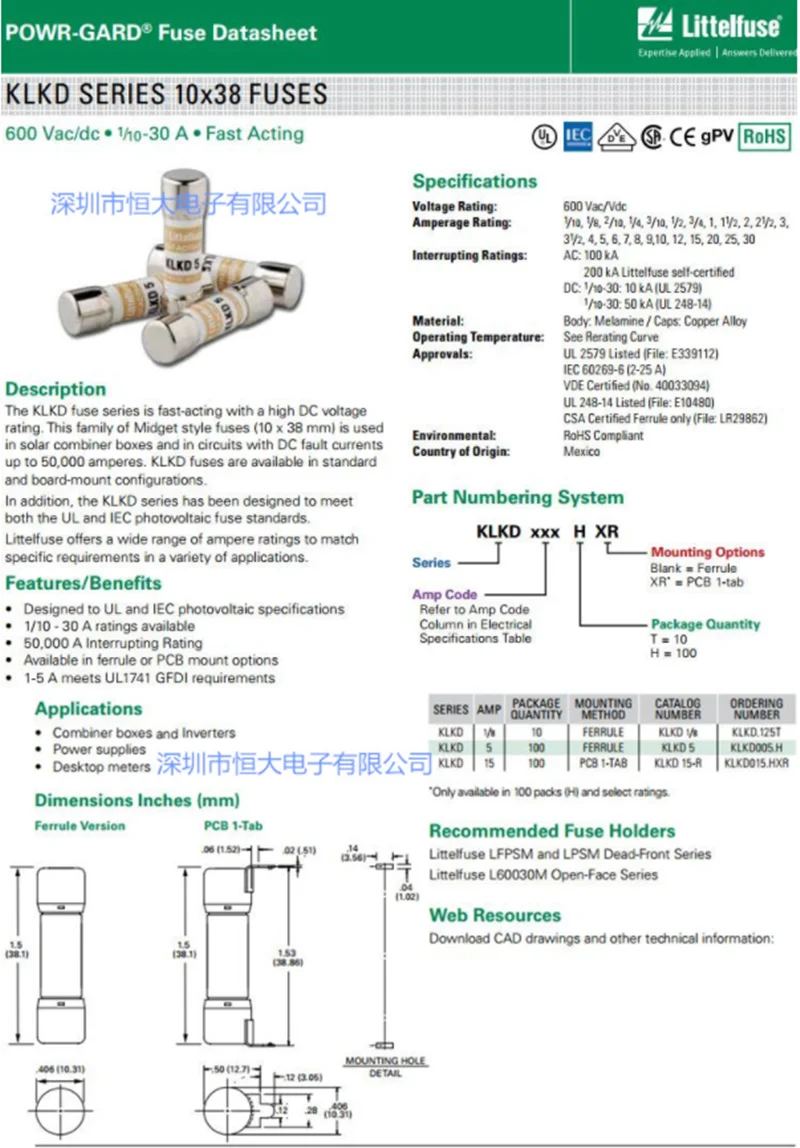 original novo de littelfuse klkd 1a 3030a 05