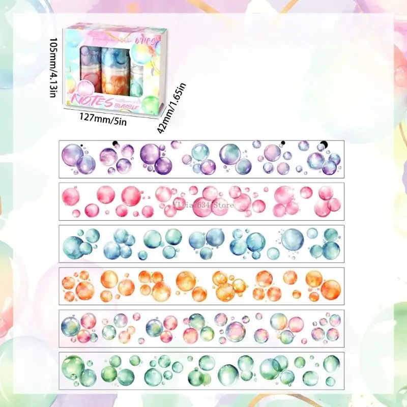 수채화 버블 패턴 저널링 및 선물 포장을위한 이동식 장식 테이프 생태 친구 DIY 미술 용품