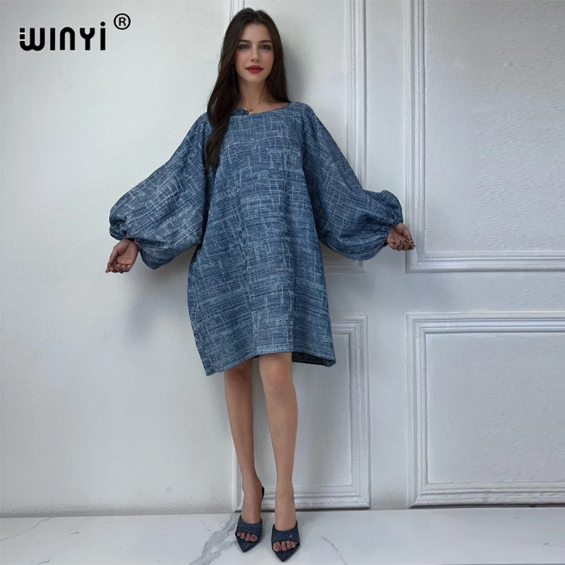 WINYI Original Bubble sleeves making old denim dresses Fashion