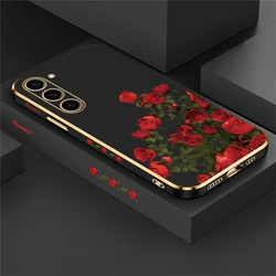 Elegant Red Rose Soft Phone Case Cover - S24 (Black - 315)