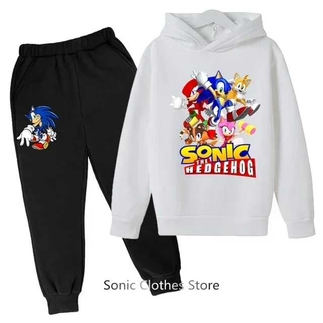 thumbnail image 1 of Sudadera con capucha de baloncesto para niños y niñas, conjunto de sudadera con capucha de Sonic Sports, primavera y otoño, 2 piezas, tops y pantalones, para adolescentes de 3 a 14 años, 1 of 5