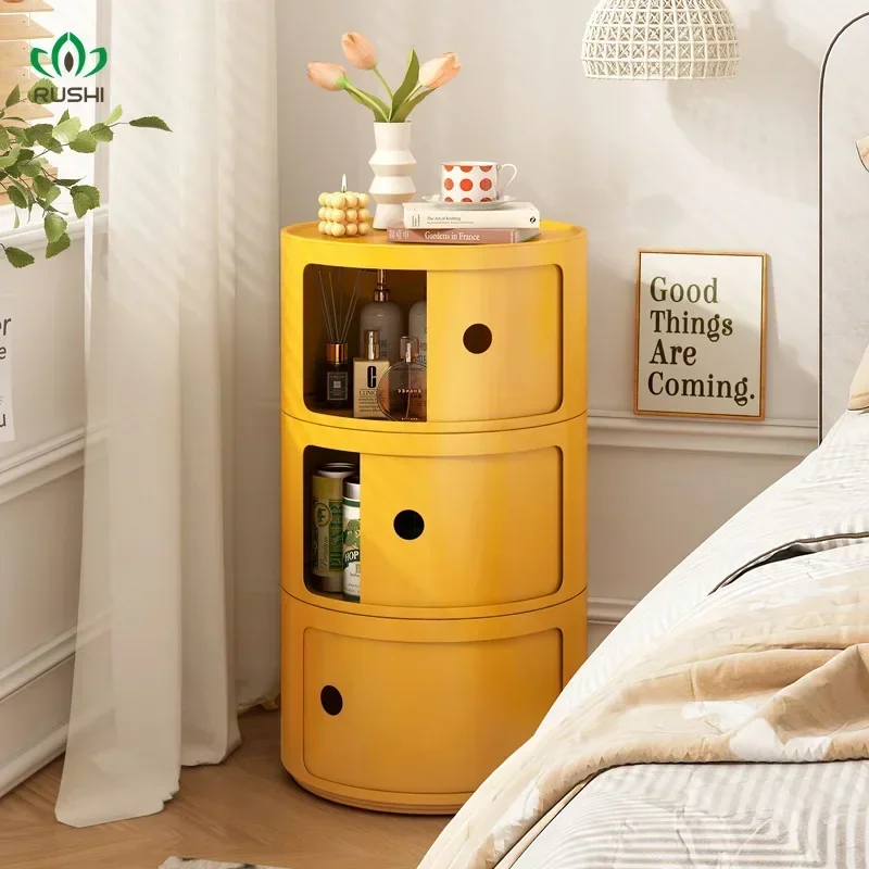 Nordic Ins Net Red Bedside Table Modern Minimalist White Round Creative Small Cabinet Mini Simple Side Cabinet furniture