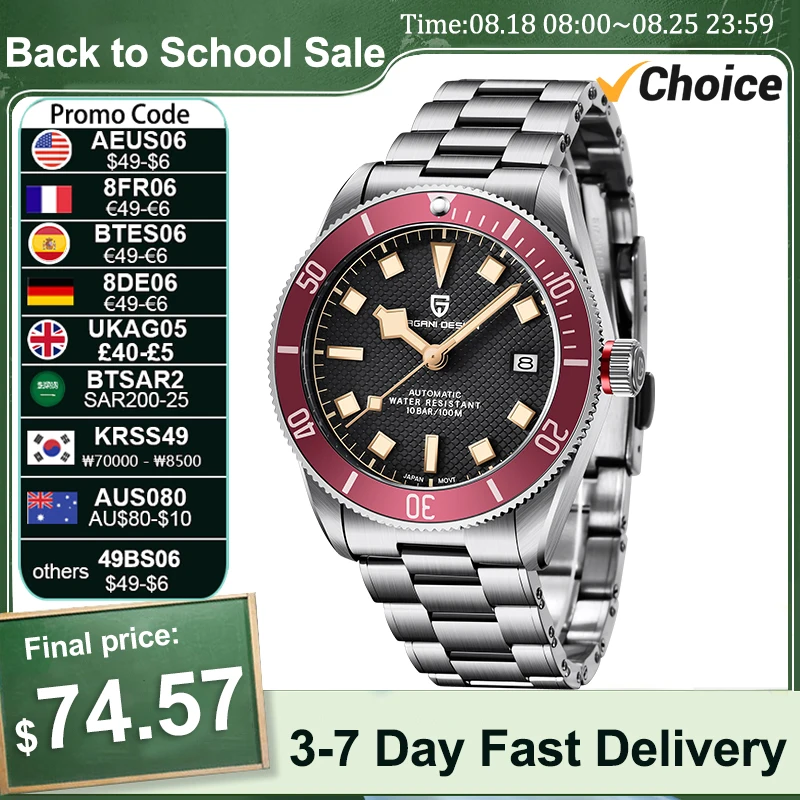 Mechanical Watch PAGANI DESIGN BB58 Men Retro Automatic NH35A 100M Waterproof
