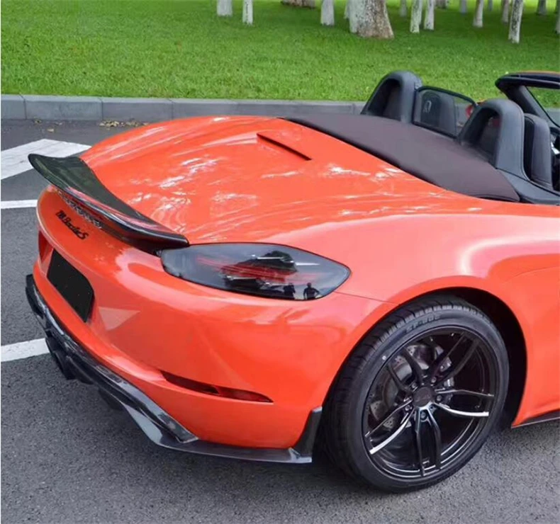 High-Quality Real Carbon Fiber Spoiler For Porsche 718 Cayman Boxster (2016-2022) REAR WING TRUNK LIP SPOILERS - - Racext 35