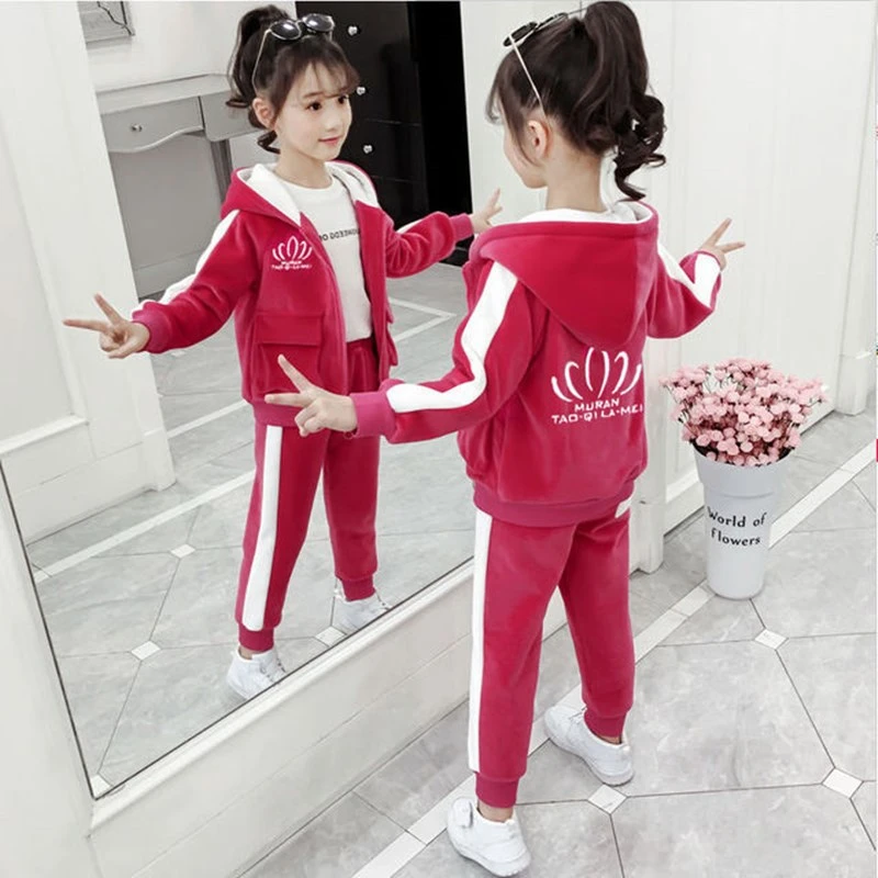 Conjunto de ropa cálida de terciopelo grueso para niños y niñas, chándal  informal de 2 piezas, traje de ropa deportiva para niños de 4 a 13 años|set  de ropa| - AliExpress