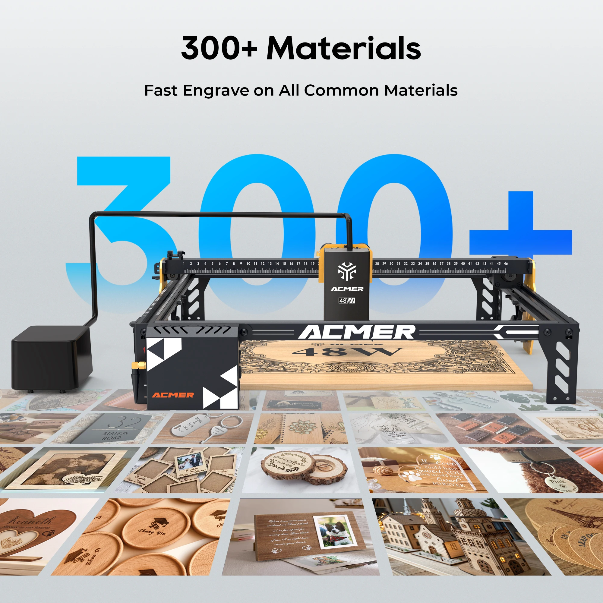 ACMER P1 S Pro 48W CNC-Schneidegerät Lasergraviermaschine 10000mm/min Hochgeschwindigkeit für DIY-Geschenke & 300+ Materialien Mit Luftkompressor ​ – Detail 10
