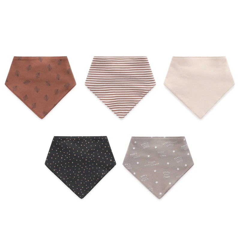 Kiddiezoom 5Pcs/Lot Baby Boy Girl Bibs Triangle Scarf Cotton Infant Bandana Newborn Feeding Saliva Towel 2