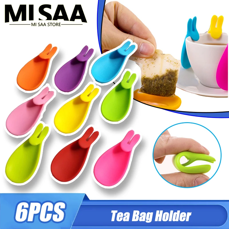 Silicone Tea Bag Holder Clip Spoon Rest Drink Markers Tea Bag Hanger For Cup Mug