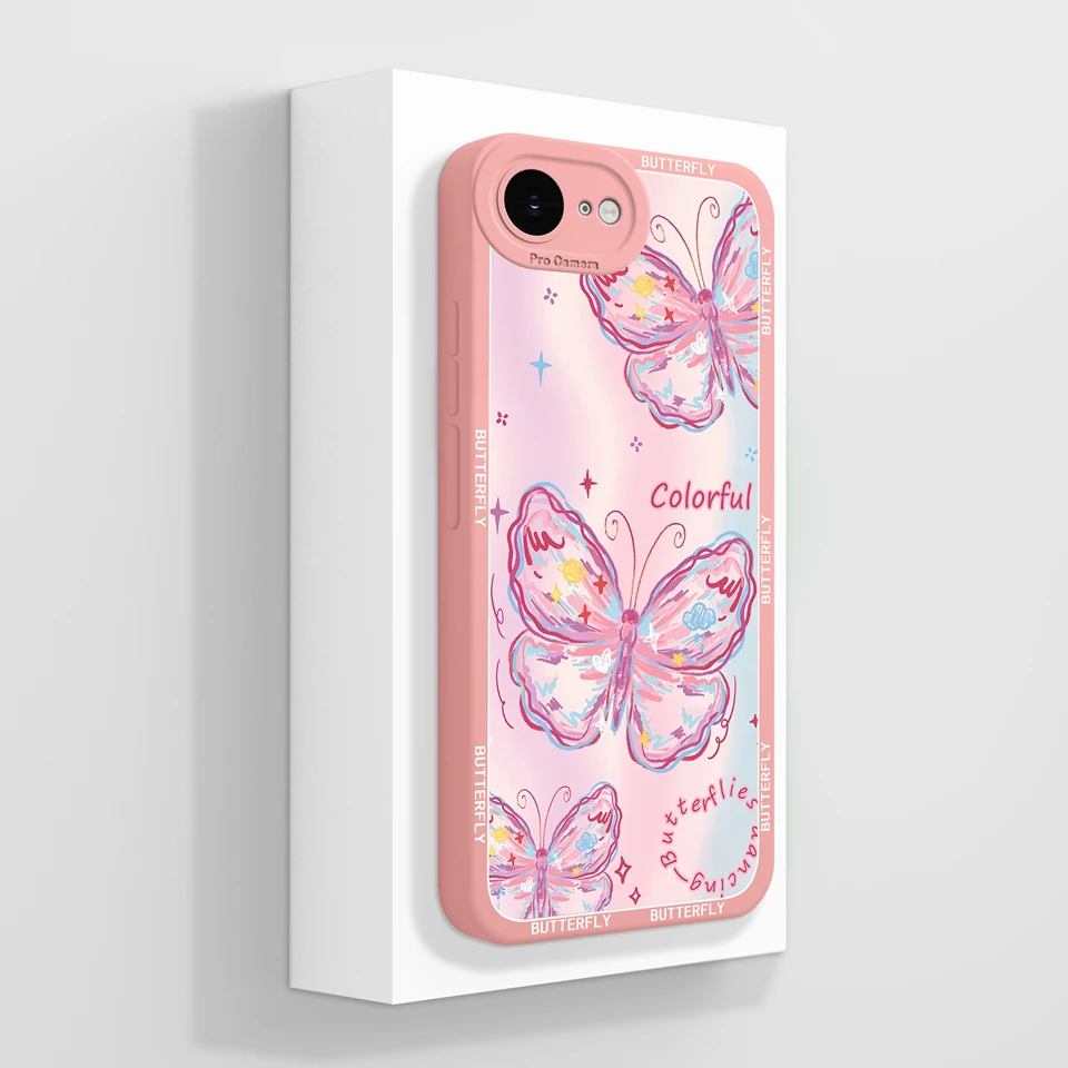 Elegant Floral Butterfly Design Soft Liquid Silicone Non-Slip Back Cover