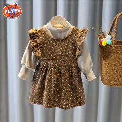 Bebê menina cinta vestido simples cor sólida folha de lótus roupas meninas vestido de princesa crianças vestido da menina estilo coreano