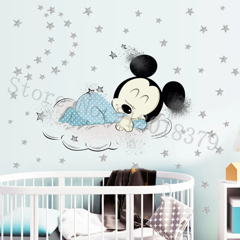 stil Dezelfde gebroken Nursery Baby Slaapkamer Behang Disney Mickey Waterdichte Muurstickers Voor  Kinderkamer Vinyl Decals Accessoires Home Decor Sticker| | - AliExpress