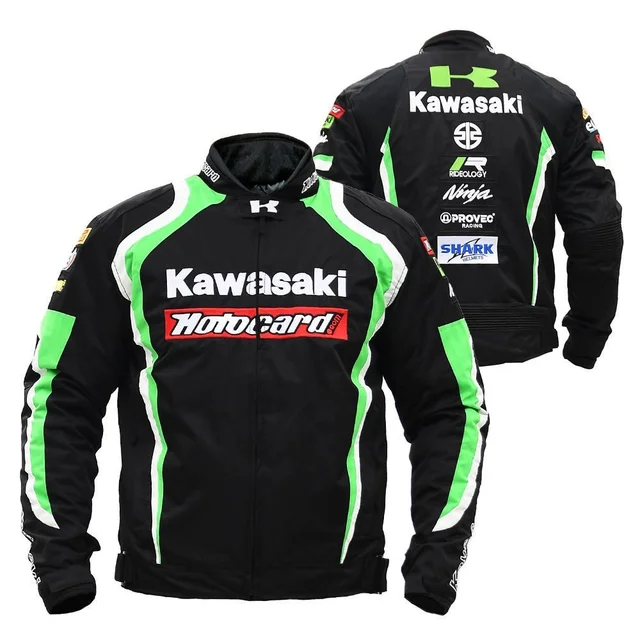 Kawasaki clássico masculino motocicleta moto corrida ternos malha  respirável jaquetas jaqueta moto equitação armadura casaco roupas de  condução - AliExpress
